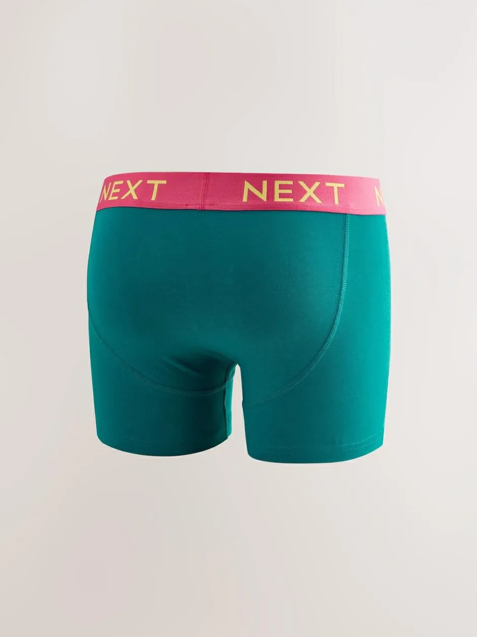 Next 10 pack Cotton Rich Trunk Boxers Navy Bright Purple/ Orange Waistbands Online