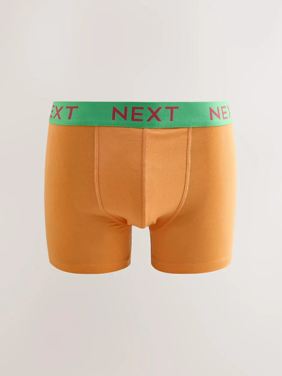 Next 10 pack Cotton Rich Trunk Boxers Navy Bright Purple/ Orange Waistbands Online
