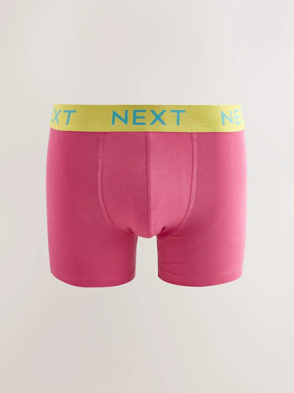 Next 10 pack Cotton Rich Trunk Boxers Navy Bright Purple/ Orange Waistbands Online