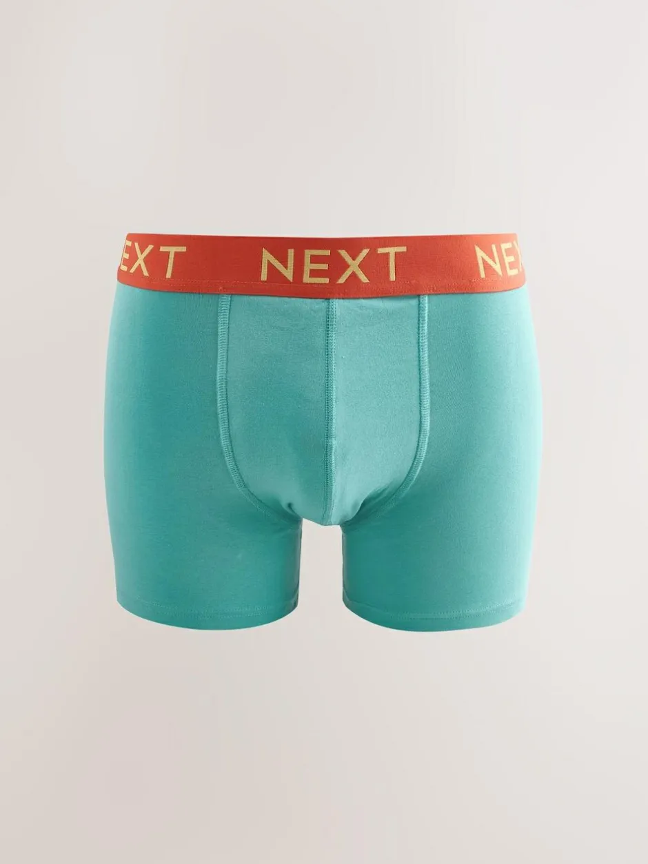 Next 10 pack Cotton Rich Trunk Boxers Navy Bright Purple/ Orange Waistbands Online