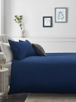 Next Navy Collection Luxe 300 Thread Count 100% Cotton Sateen Satin Stitch Luxury Duvet Cover And Pillowcase Set Hot
