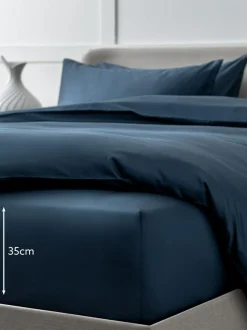 Next Navy Collection Luxe 400 Thread Count Egyptian Deep Fitted Cotton Sateen Sheet Hot