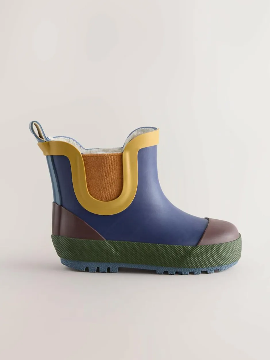Next Navy Colourblock Warm Lined Ankle Wellies Outlet