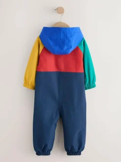 Next Navy Colourblock Waterproof Fleece Lined Puddlesuit (3mths-7yrs)