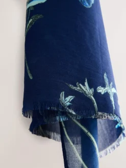 Next Navy Floral Print Print Kew Collection Lightweight Scarf Best