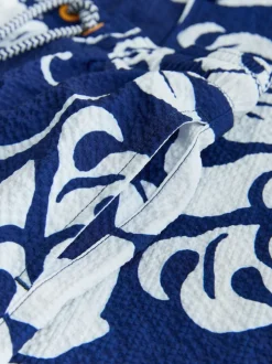 Next Swim Shorts and Shirt Set (3-16yrs) Navy Hawaiian Print Clearance