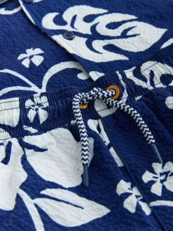 Next Swim Shorts and Shirt Set (3-16yrs) Navy Hawaiian Print Clearance