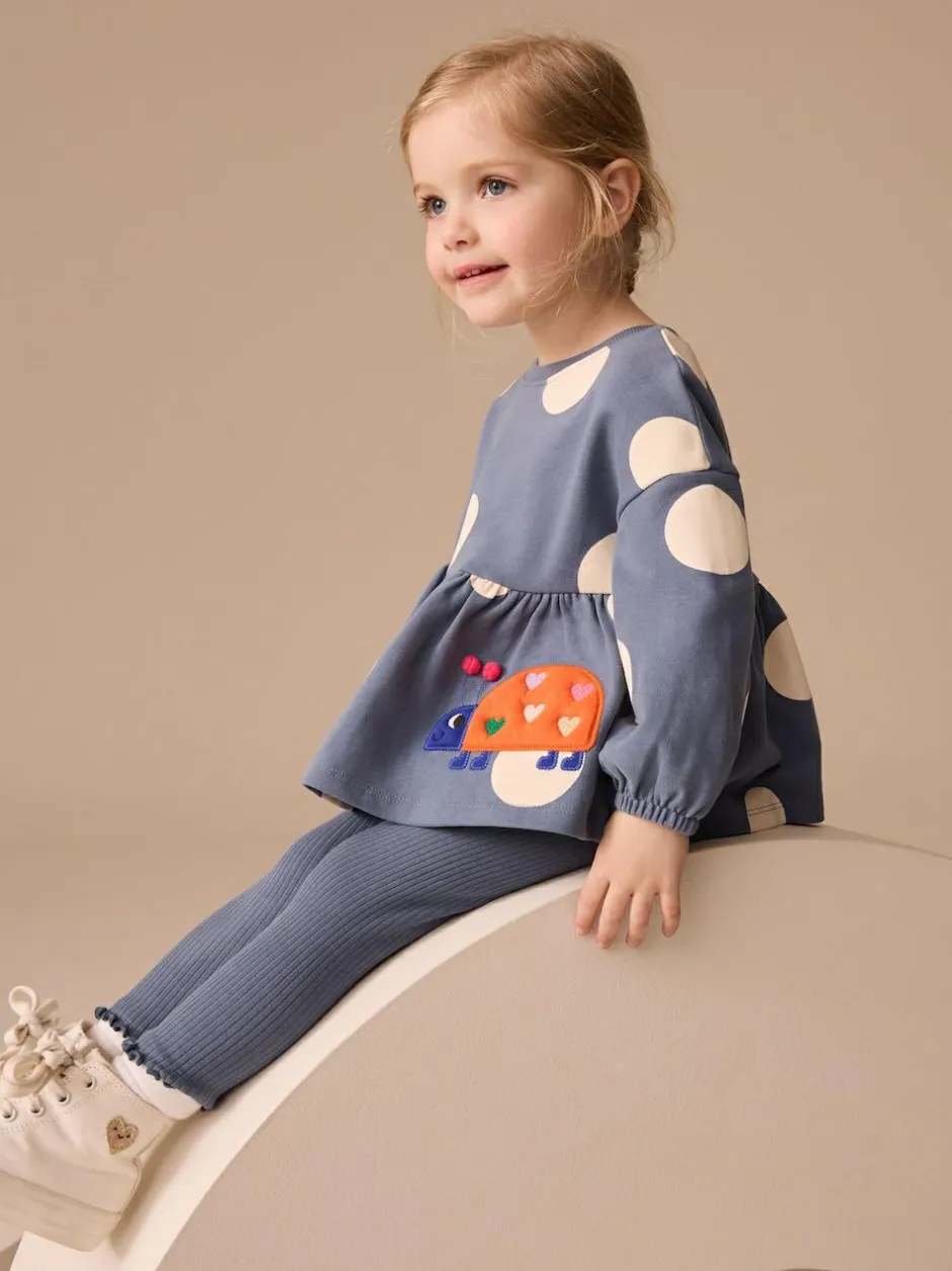 Next Navy Ladybird Long Sleeve Peplum Top and Leggings Set (3mths-7yrs) Outlet