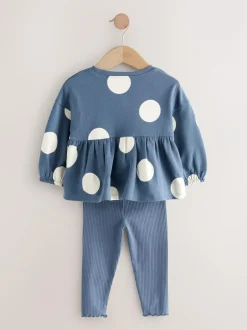 Next Navy Ladybird Long Sleeve Peplum Top and Leggings Set (3mths-7yrs) Outlet