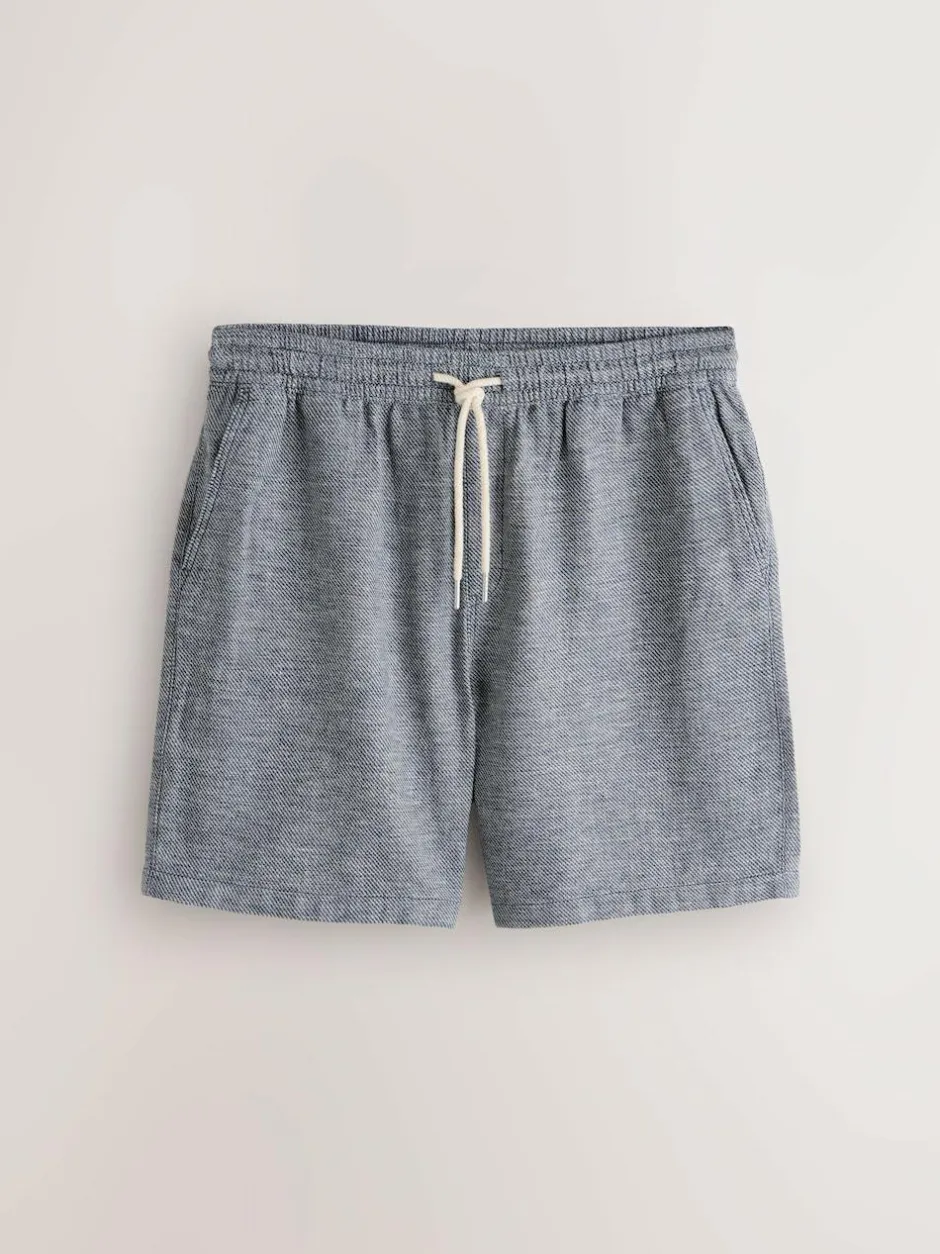 Next Linen Blend Elasticated Waist Shorts Navy Sale
