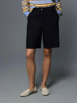 Next Linen Blend Knee Shorts Navy Best