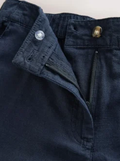 Next Linen Blend Knee Shorts Navy Best