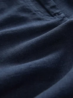 Next Linen Blend Knee Shorts Navy Best