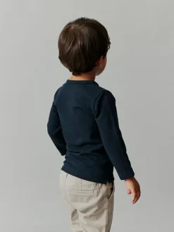 Next Long Sleeve Henley Neck T-Shirt (3mths-7yrs) Navy