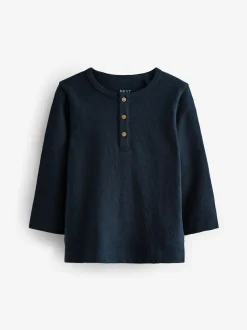 Next Long Sleeve Henley Neck T-Shirt (3mths-7yrs) Navy
