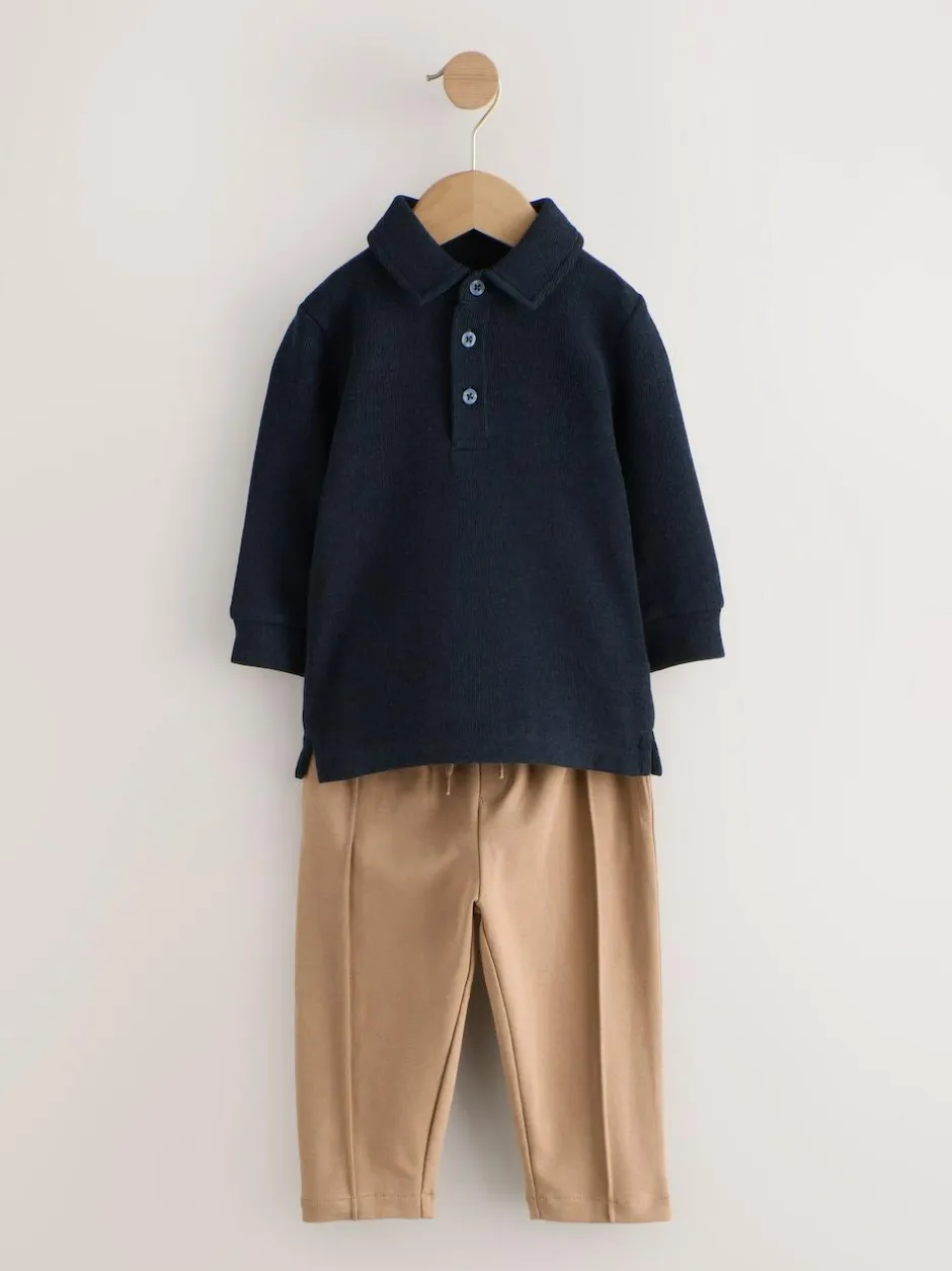 Next Long Sleeve Polo Shirt And Joggers Set (3mths-7yrs) Navy Sale