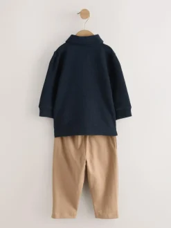 Next Long Sleeve Polo Shirt And Joggers Set (3mths-7yrs) Navy Sale