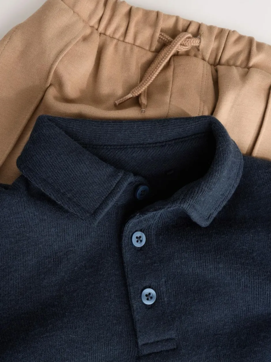 Next Long Sleeve Polo Shirt And Joggers Set (3mths-7yrs) Navy Sale