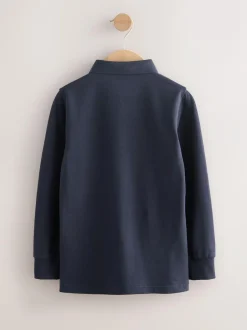 Next Navy Long Sleeve Polo Shirt (3-16yrs) New