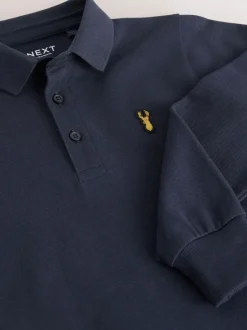 Next Navy Long Sleeve Polo Shirt (3-16yrs) New