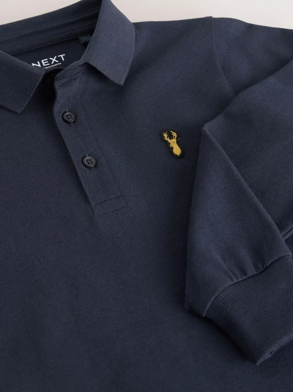 Next Navy Long Sleeve Polo Shirt (3-16yrs) New