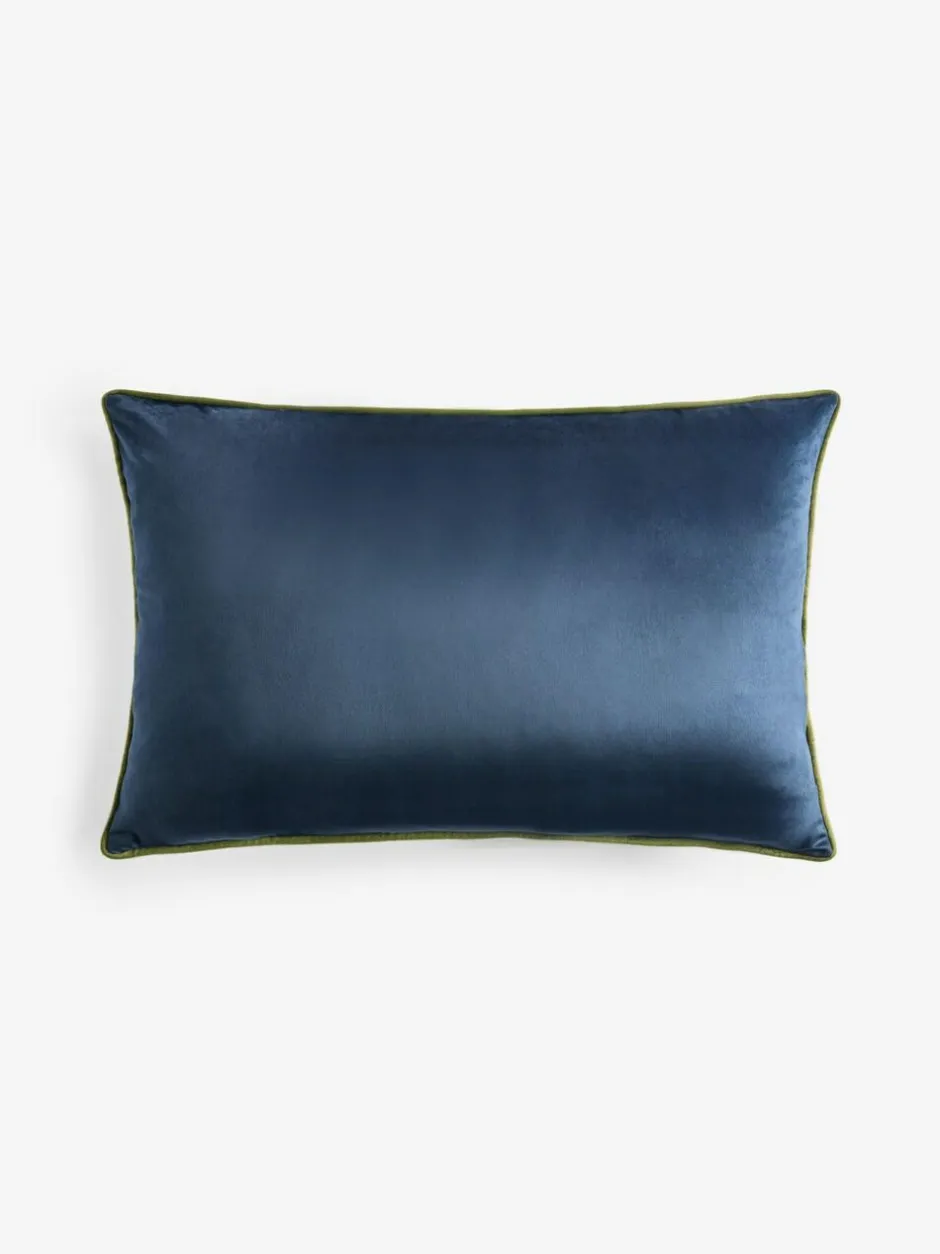 Next Navy Matte Velvet Contrast Pipe 40 x 59cm Cushion Clearance