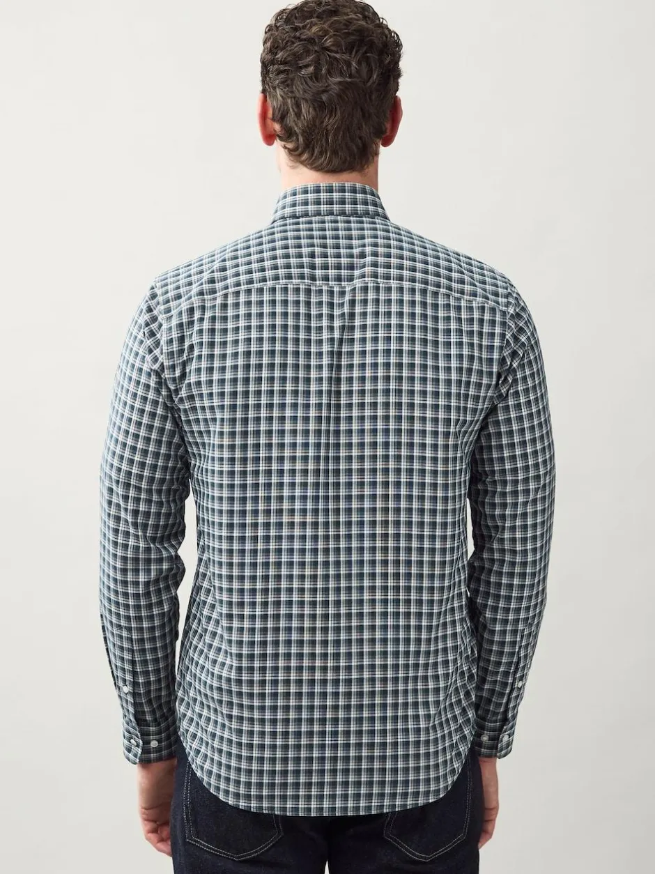 Next Navy Micro Check Regular Fit Easy Iron Button Down Oxford Shirt Clearance