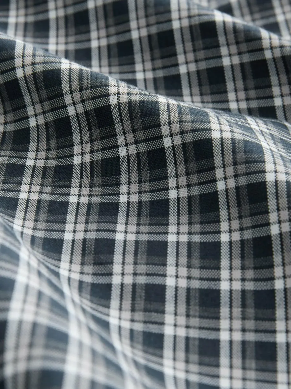 Next Navy Micro Check Regular Fit Easy Iron Button Down Oxford Shirt Clearance