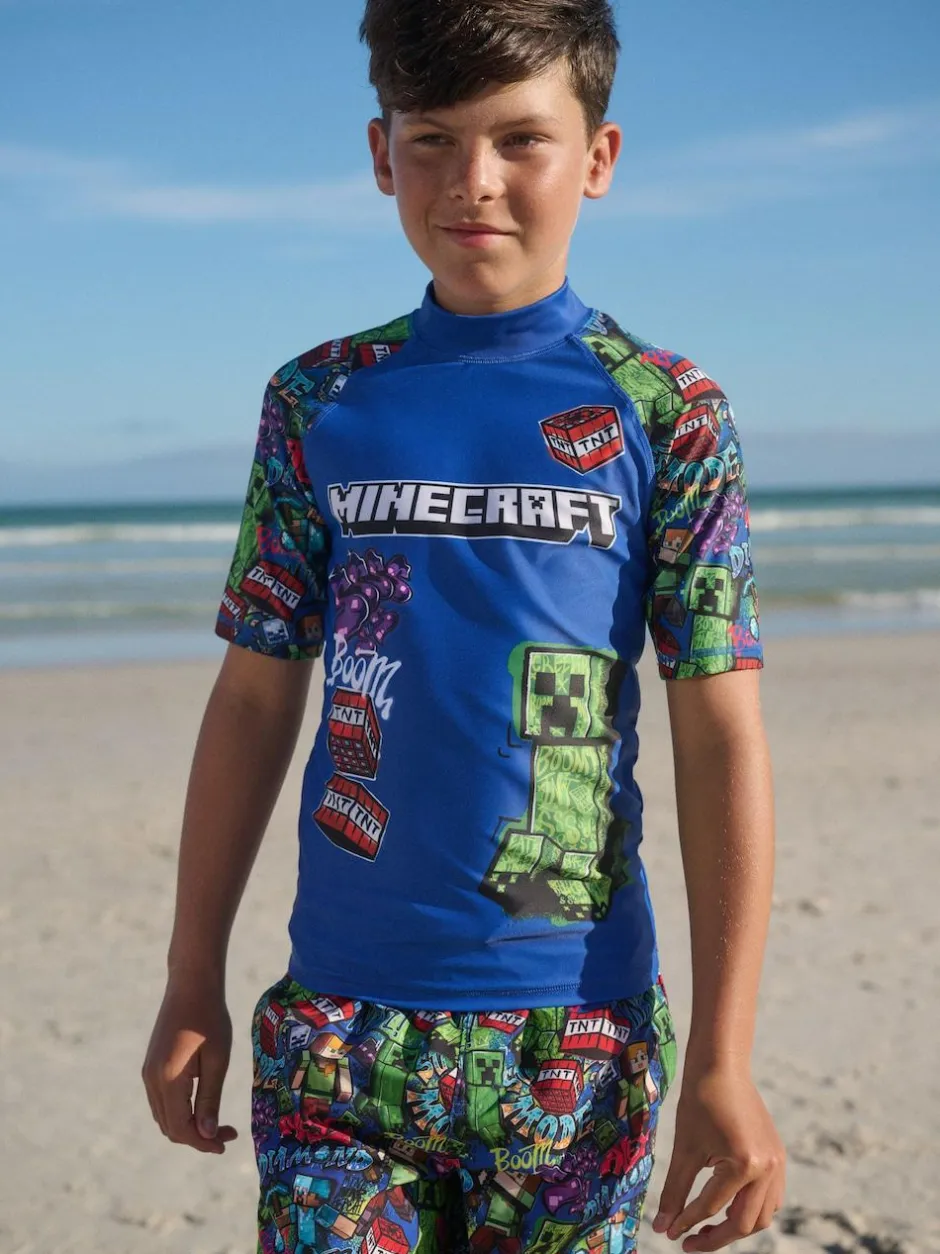 Next Navy Minecraft Rash Vest (3-16yrs) Discount