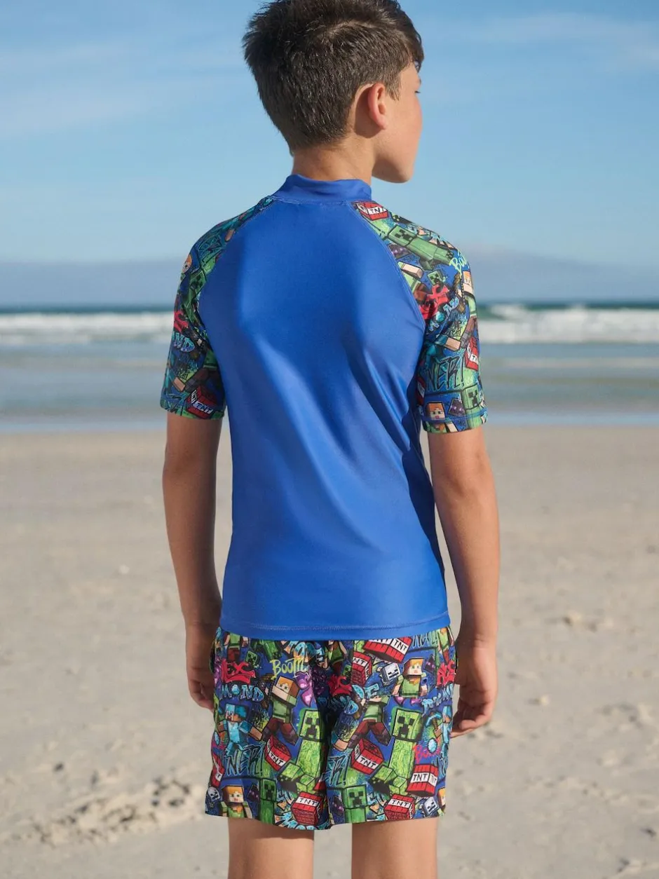 Next Navy Minecraft Rash Vest (3-16yrs) Discount