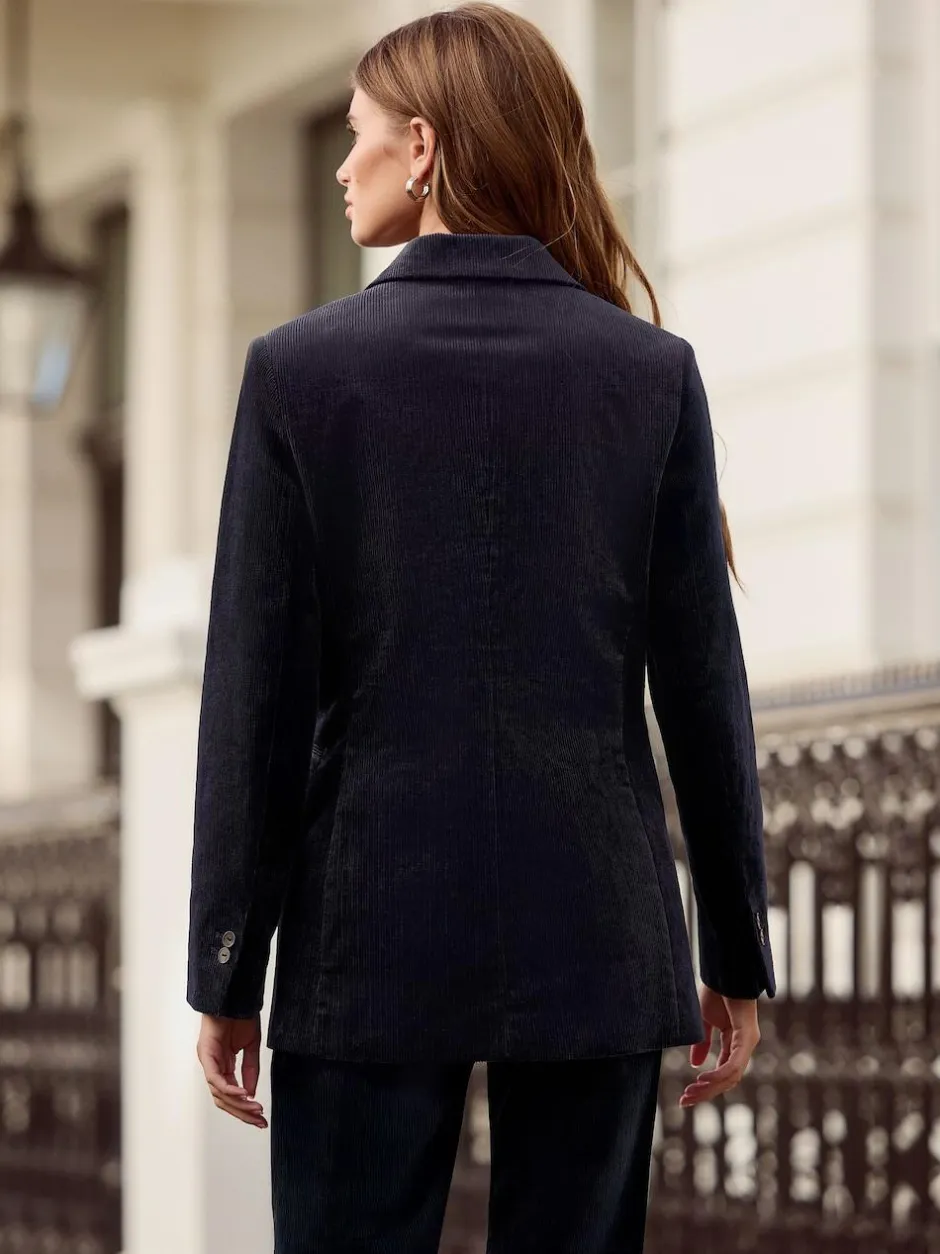 Next Navy N. Premium Cord Double Breasted Blazer Outlet