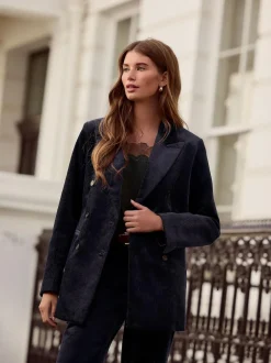 Next Navy N. Premium Cord Double Breasted Blazer Outlet