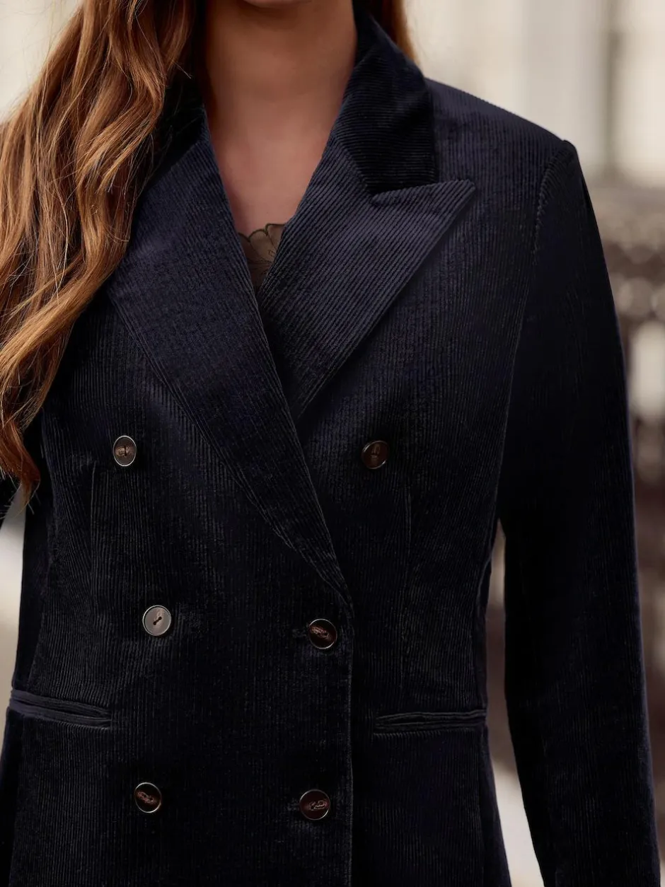 Next Navy N. Premium Cord Double Breasted Blazer Outlet