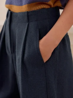 Next N. Premium Herringbone Culottes With Wool Navy Clearance