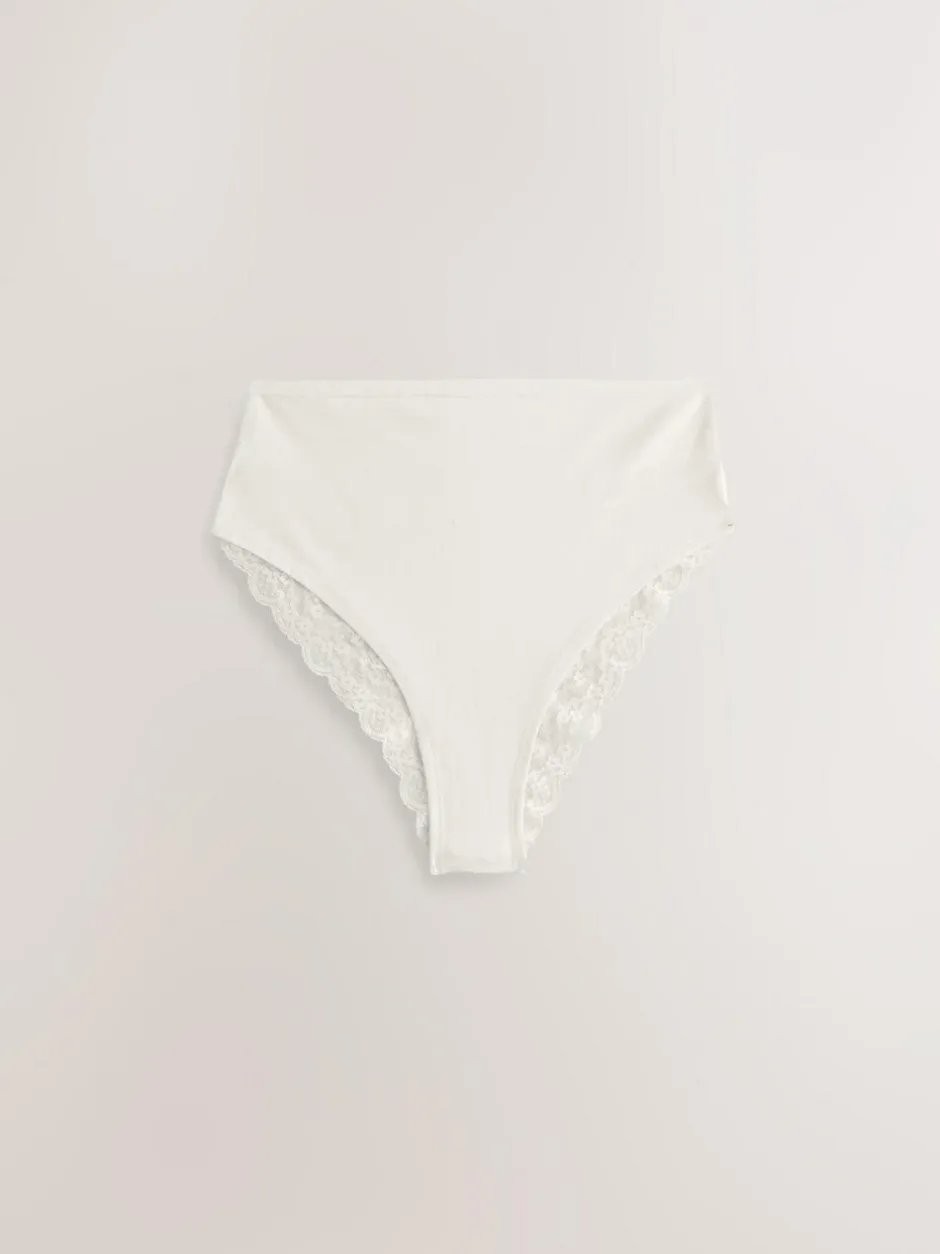 Next Navy Paisley High Rise High Leg Cotton Lace Knickers 4 Pack Best