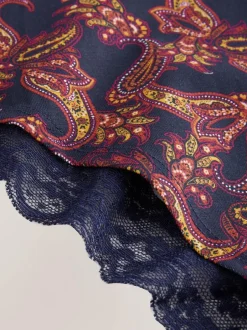 Next Navy Paisley High Rise High Leg Cotton Lace Knickers 4 Pack Best