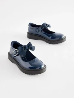 Next Standard Fit (F) Bow Chunky Mary Jane School Shoes Navy Patent Best