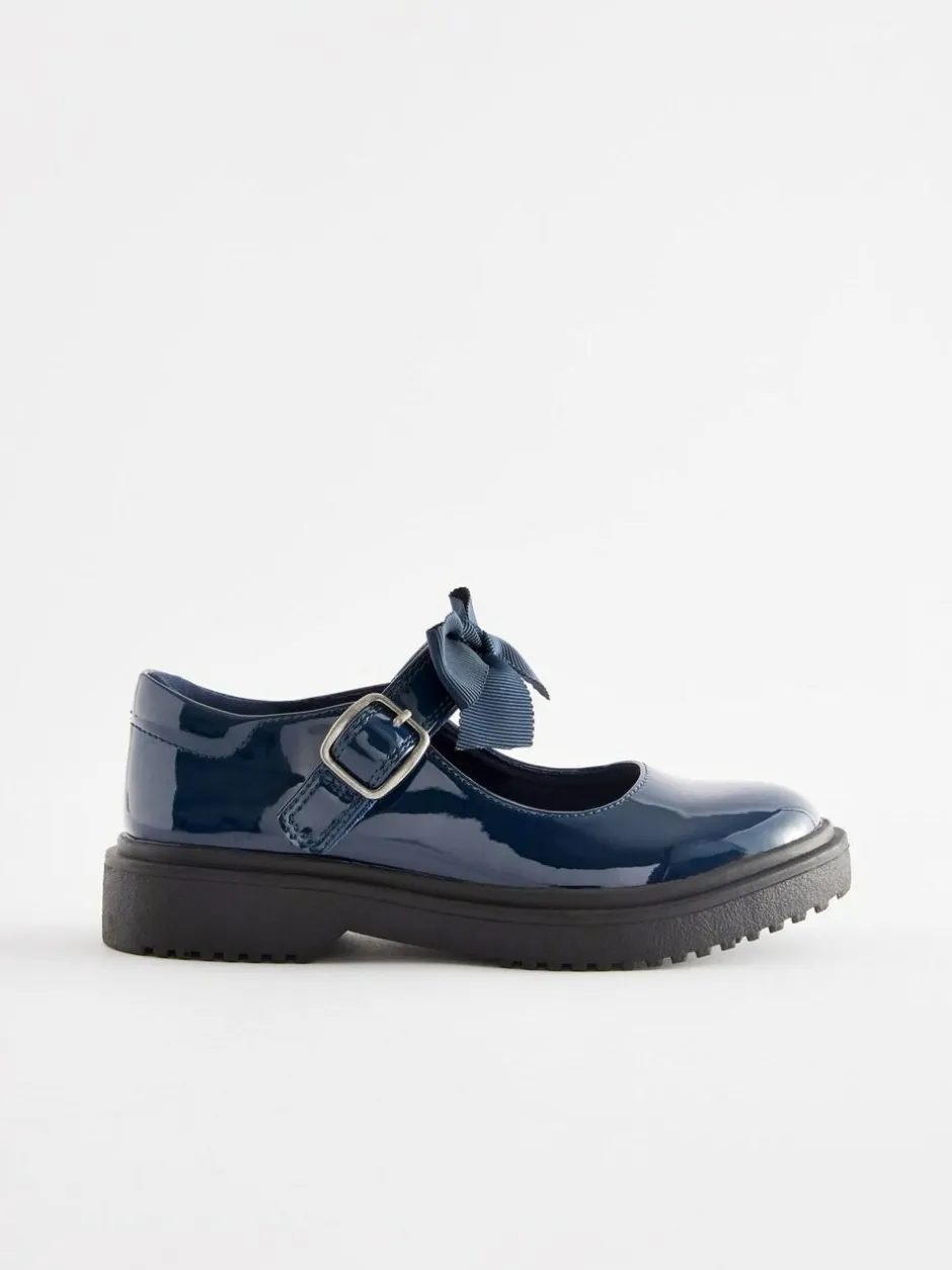 Next Standard Fit (F) Bow Chunky Mary Jane School Shoes Navy Patent Best