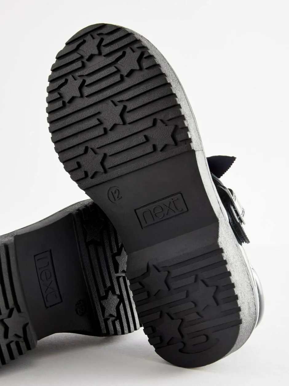 Next Standard Fit (F) Bow Chunky Mary Jane School Shoes Navy Patent Best