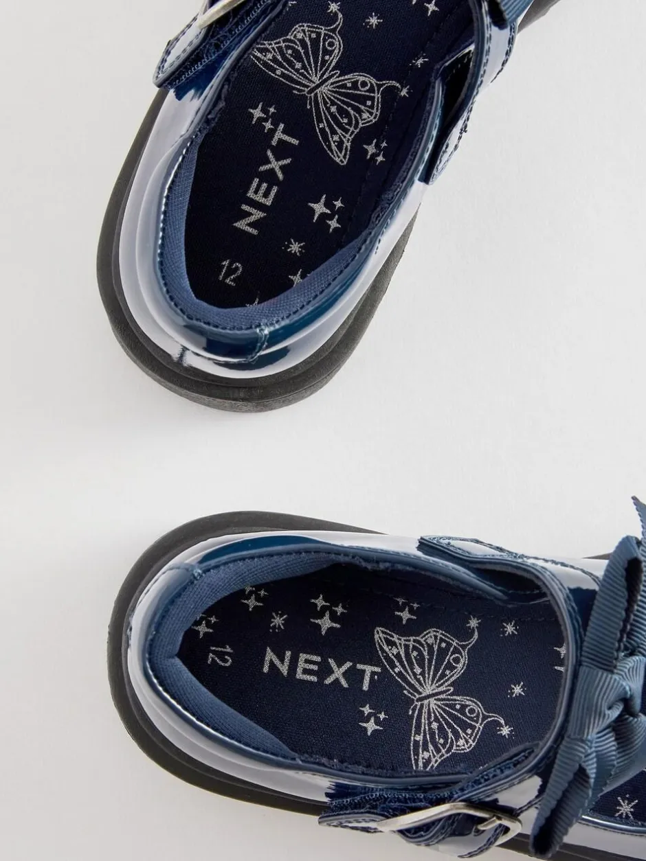 Next Standard Fit (F) Bow Chunky Mary Jane School Shoes Navy Patent Best