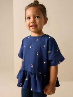 Next Navy Puffin Short Sleeve Peplum T-Shirt (3mths-7yrs) Hot