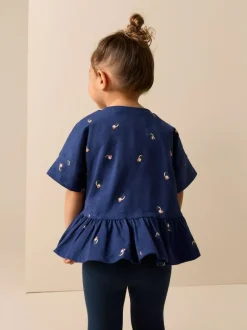 Next Navy Puffin Short Sleeve Peplum T-Shirt (3mths-7yrs) Hot