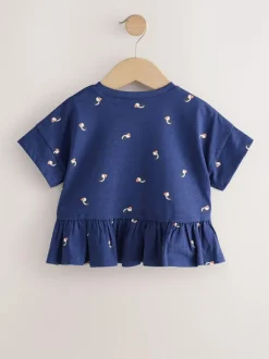 Next Navy Puffin Short Sleeve Peplum T-Shirt (3mths-7yrs) Hot