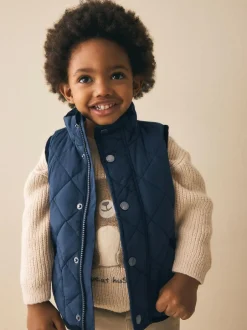 Next Navy Quilted Gilet (3mths-7yrs) New