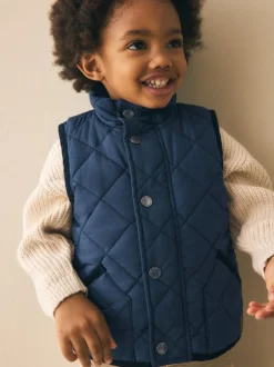 Next Navy Quilted Gilet (3mths-7yrs) New