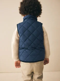 Next Navy Quilted Gilet (3mths-7yrs) New