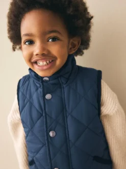 Next Navy Quilted Gilet (3mths-7yrs) New