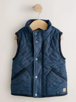 Next Navy Quilted Gilet (3mths-7yrs) New