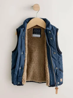 Next Navy Quilted Gilet (3mths-7yrs) New