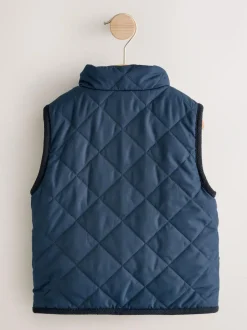 Next Navy Quilted Gilet (3mths-7yrs) New
